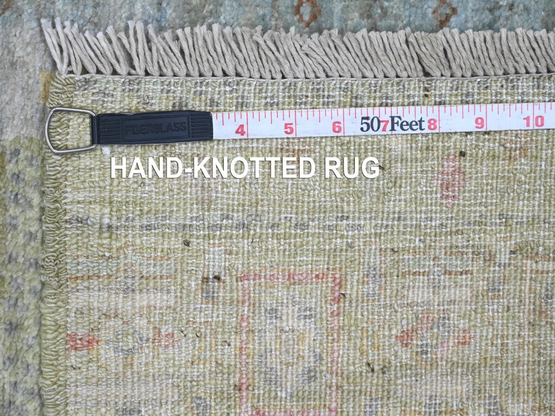 2'9" x 9'7" New Hand Knotted Green Wool Runner Oriental Rug - MOA10220127