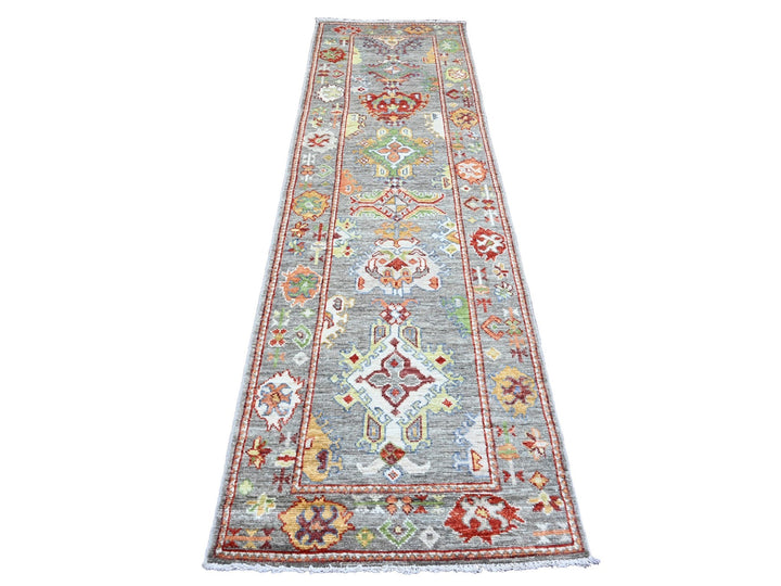2'9" x 9'6" New Hand Knotted Grey Wool Runner Oriental Rug - MOA10220128