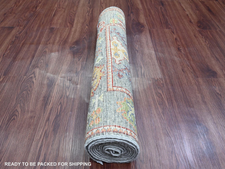 2'9" x 9'6" New Hand Knotted Grey Wool Runner Oriental Rug - MOA10220128