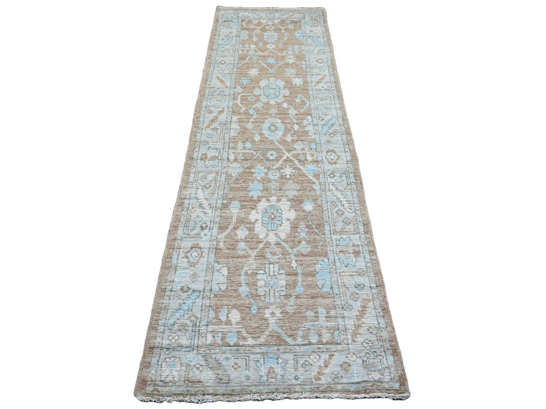 2'9" x 9'6" New Hand Knotted Brown Wool Runner Oriental Rug - MOA10220129