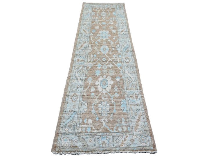 2'9" x 9'6" New Hand Knotted Brown Wool Runner Oriental Rug - MOA10220129