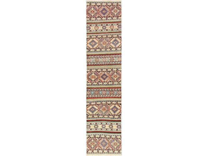 2'10" x 13'0" New Hand Knotted Ivory Wool Runner Oriental Rug - MOA1022012