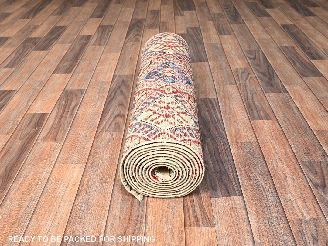 2'10" x 13'0" New Hand Knotted Ivory Wool Runner Oriental Rug - MOA1022012