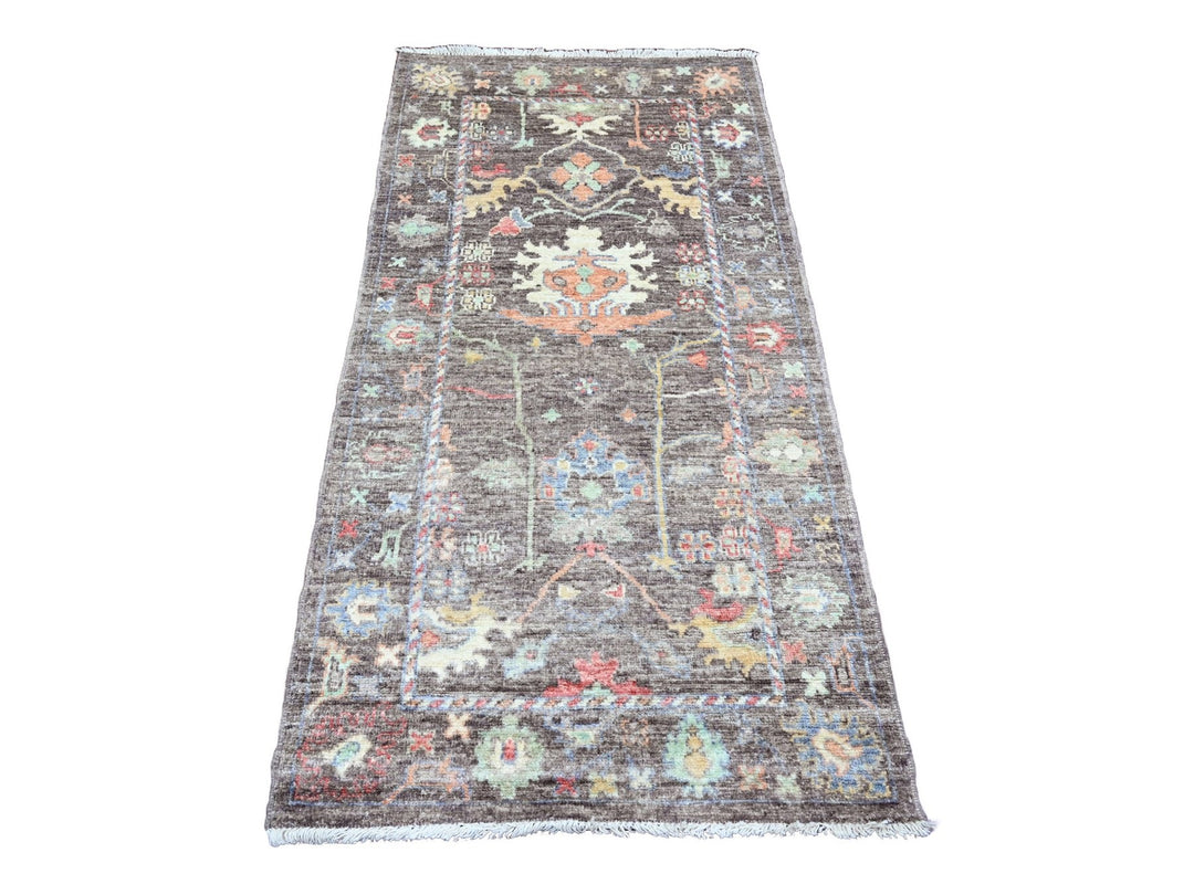2'11" x 5'10" New Hand Knotted Brown Wool Rectangle Oriental Rug - MOA10220138