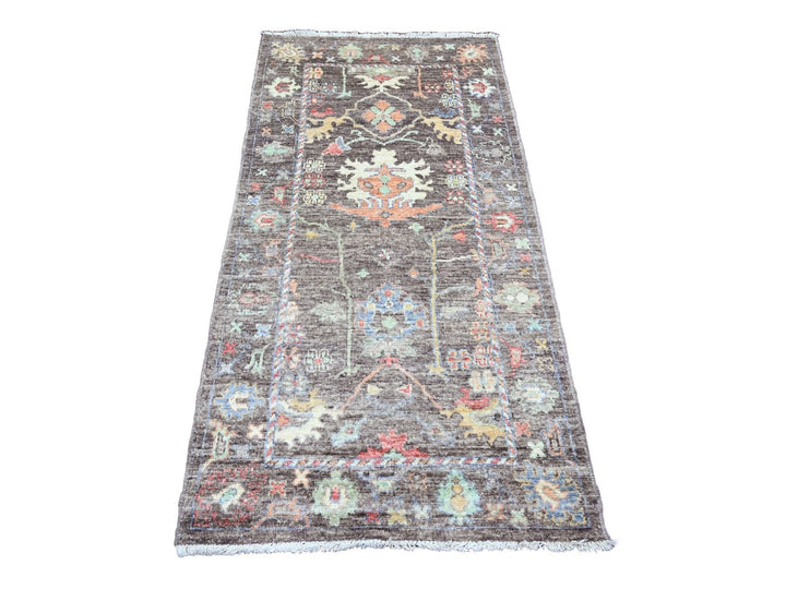 2'11" x 5'10" New Hand Knotted Brown Wool Rectangle Oriental Rug - MOA10220138