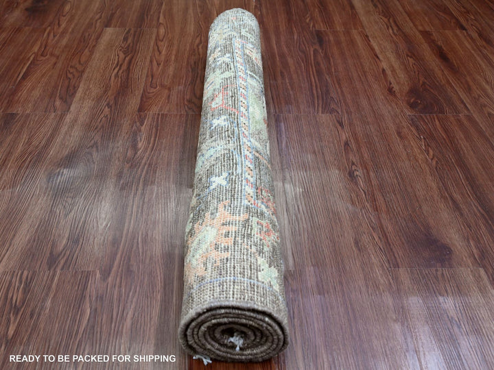 2'11" x 5'10" New Hand Knotted Brown Wool Rectangle Oriental Rug - MOA10220138