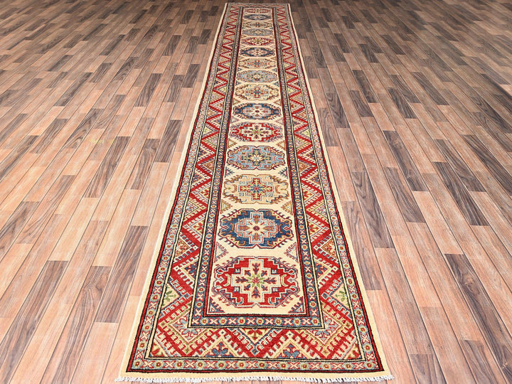 2'9" x 15'5" New Hand Knotted Ivory Wool Runner Oriental Rug - MOA1022013