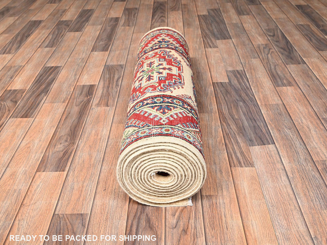 2'9" x 15'5" New Hand Knotted Ivory Wool Runner Oriental Rug - MOA1022013