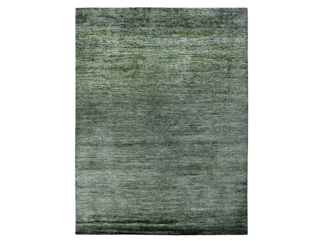 8'8" x 11'6" New Hand Knotted Green Wool Rectangle Oriental Rug - MOA10220140