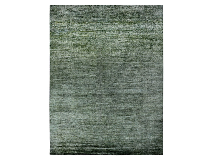 8'8" x 11'6" New Hand Knotted Green Wool Rectangle Oriental Rug - MOA10220140