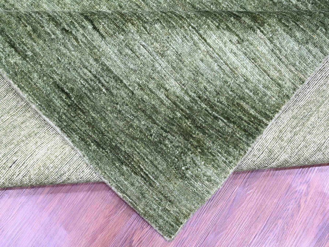 8'8" x 11'6" New Hand Knotted Green Wool Rectangle Oriental Rug - MOA10220140