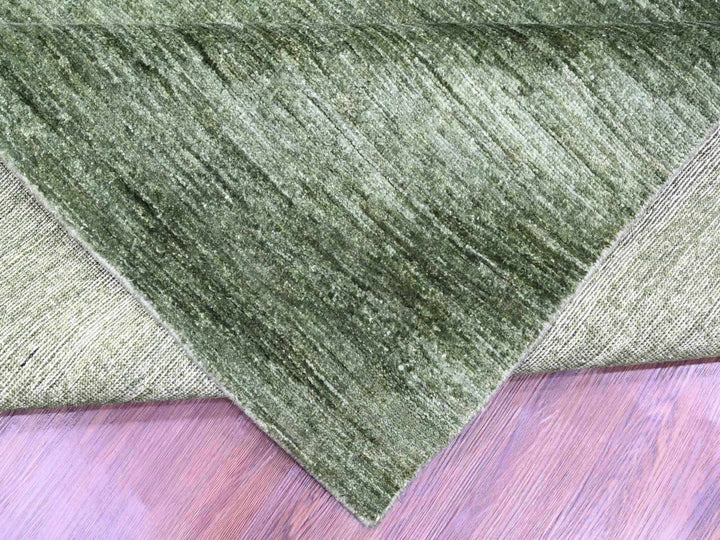8'8" x 11'6" New Hand Knotted Green Wool Rectangle Oriental Rug - MOA10220140