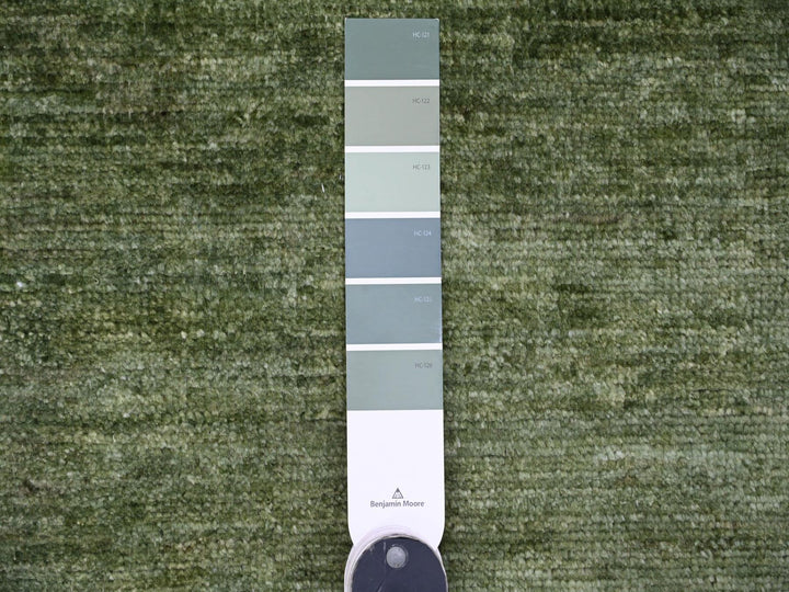 8'8" x 11'6" New Hand Knotted Green Wool Rectangle Oriental Rug - MOA10220140