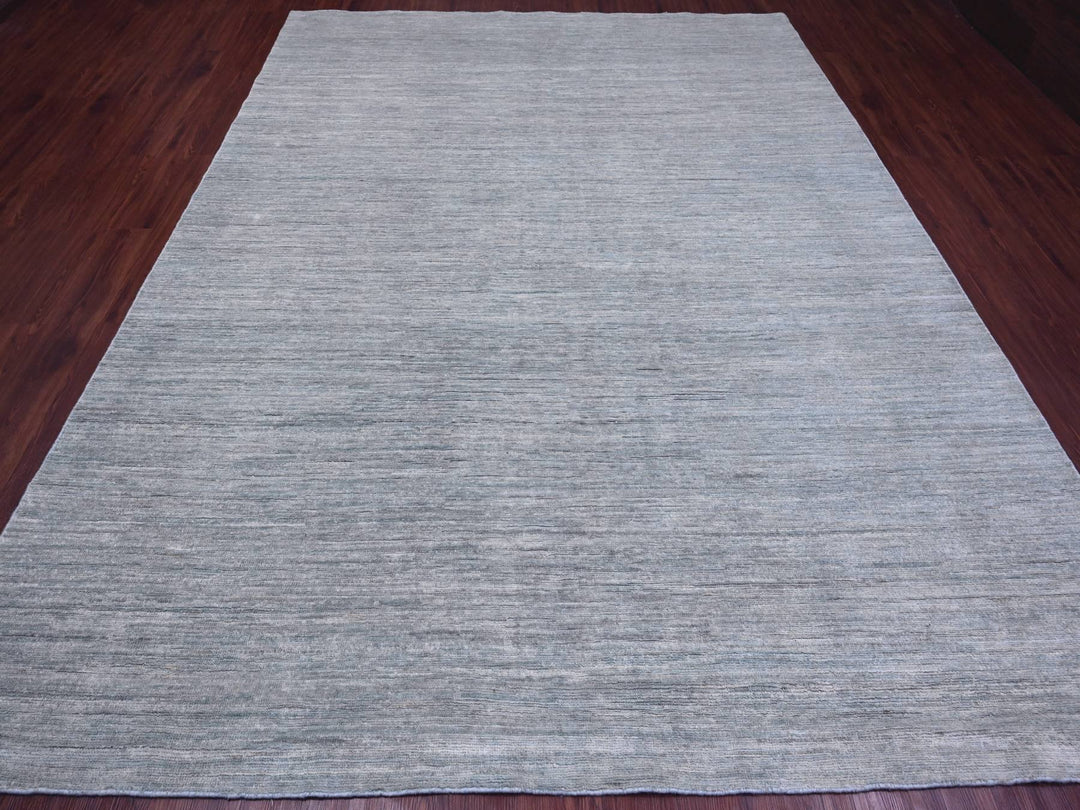 8'6" x 11'5" New Hand Knotted Grey Wool Rectangle Oriental Rug - MOA10220141