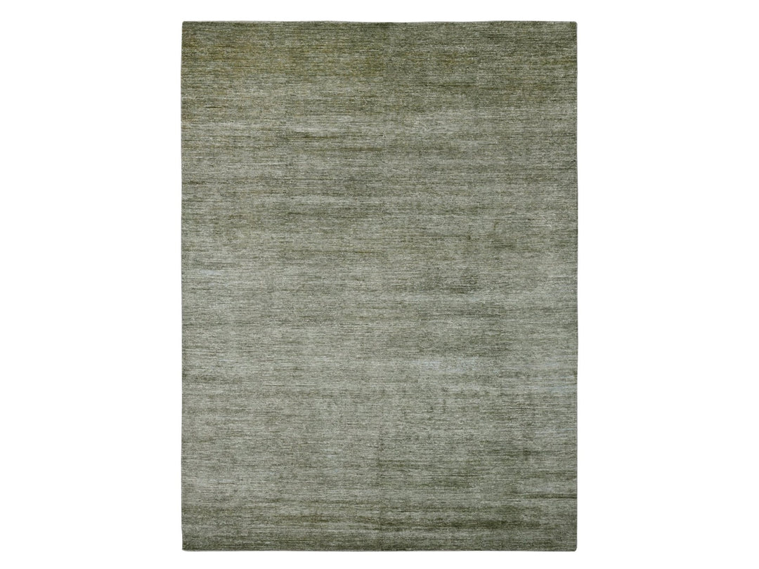 8'5" x 11'5" New Hand Knotted Green Wool Rectangle Oriental Rug - MOA10220142