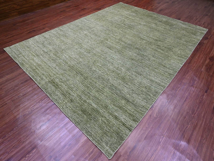 8'5" x 11'5" New Hand Knotted Green Wool Rectangle Oriental Rug - MOA10220142