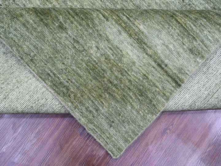 8'5" x 11'5" New Hand Knotted Green Wool Rectangle Oriental Rug - MOA10220142