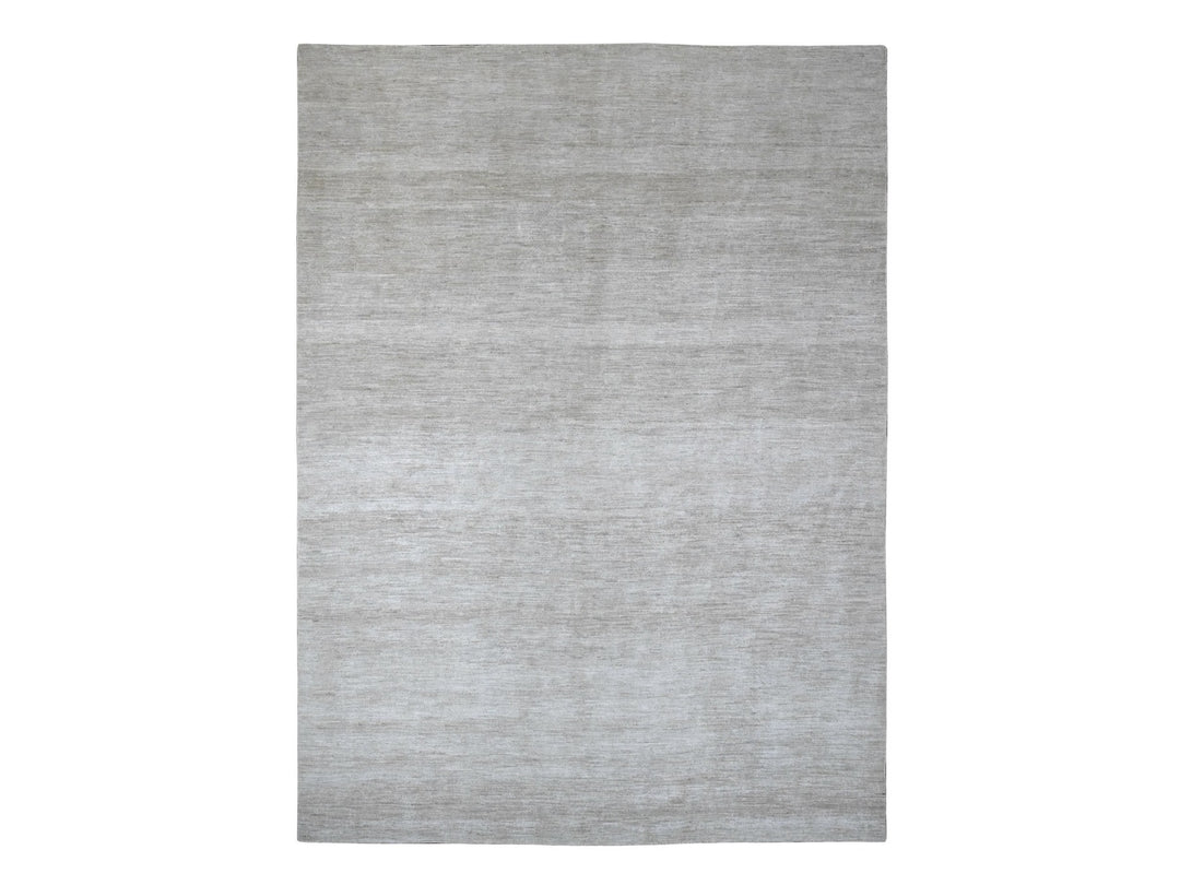 8'7" x 11'9" New Hand Knotted Grey Wool Rectangle Oriental Rug - MOA10220143