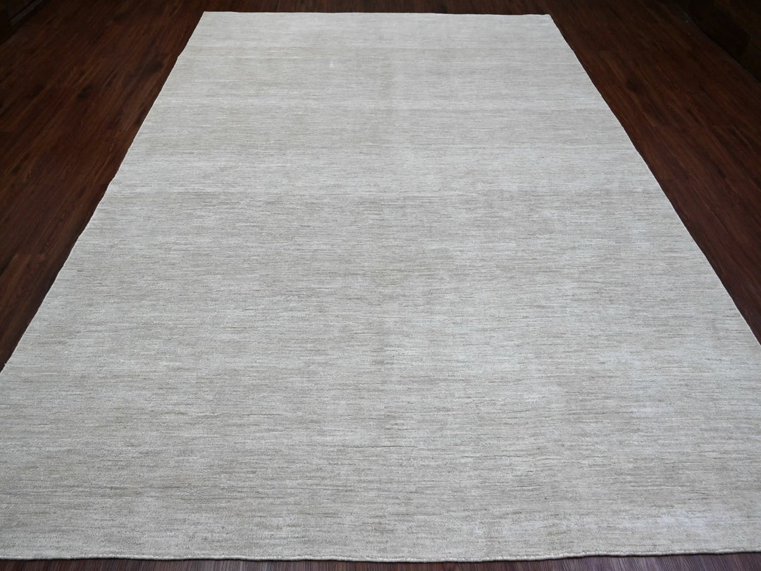 8'7" x 11'9" New Hand Knotted Grey Wool Rectangle Oriental Rug - MOA10220143