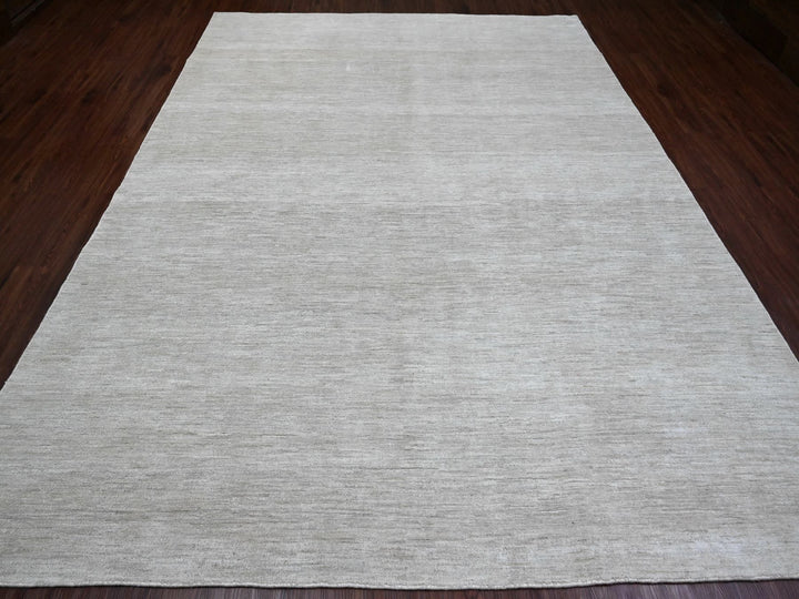 8'7" x 11'9" New Hand Knotted Grey Wool Rectangle Oriental Rug - MOA10220143