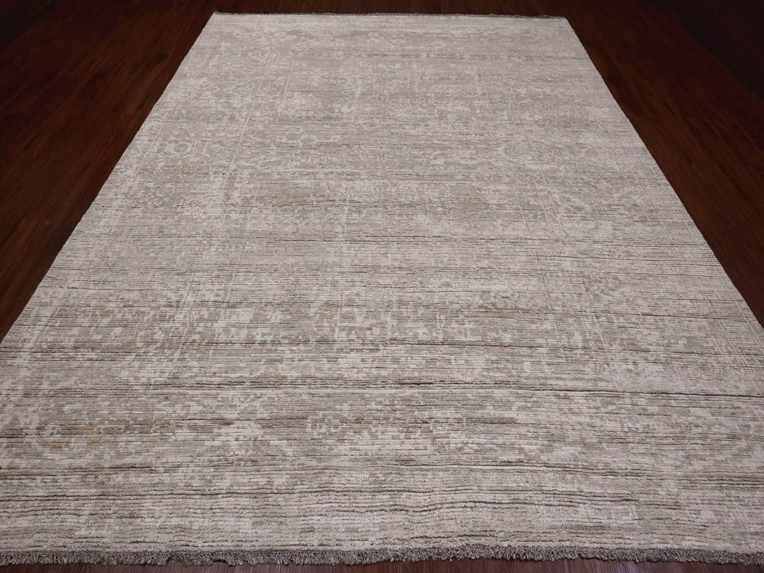9'0" x 12'0" New Hand Knotted Brown Wool Rectangle Oriental Rug - MOA10220145