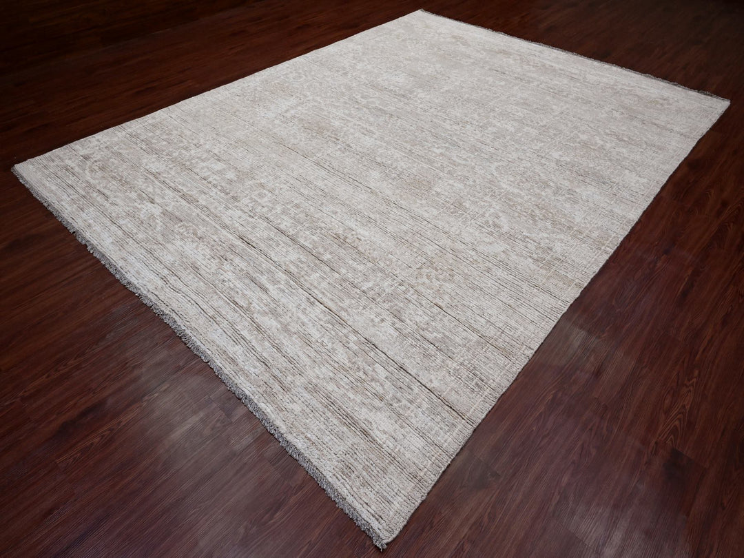 9'0" x 12'0" New Hand Knotted Brown Wool Rectangle Oriental Rug - MOA10220145