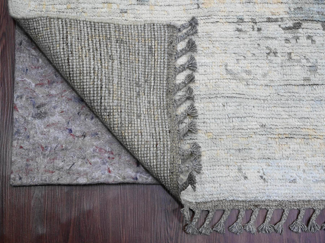 8'11" x 12'1" New Hand Knotted Grey Wool Rectangle Oriental Rug - MOA10220146