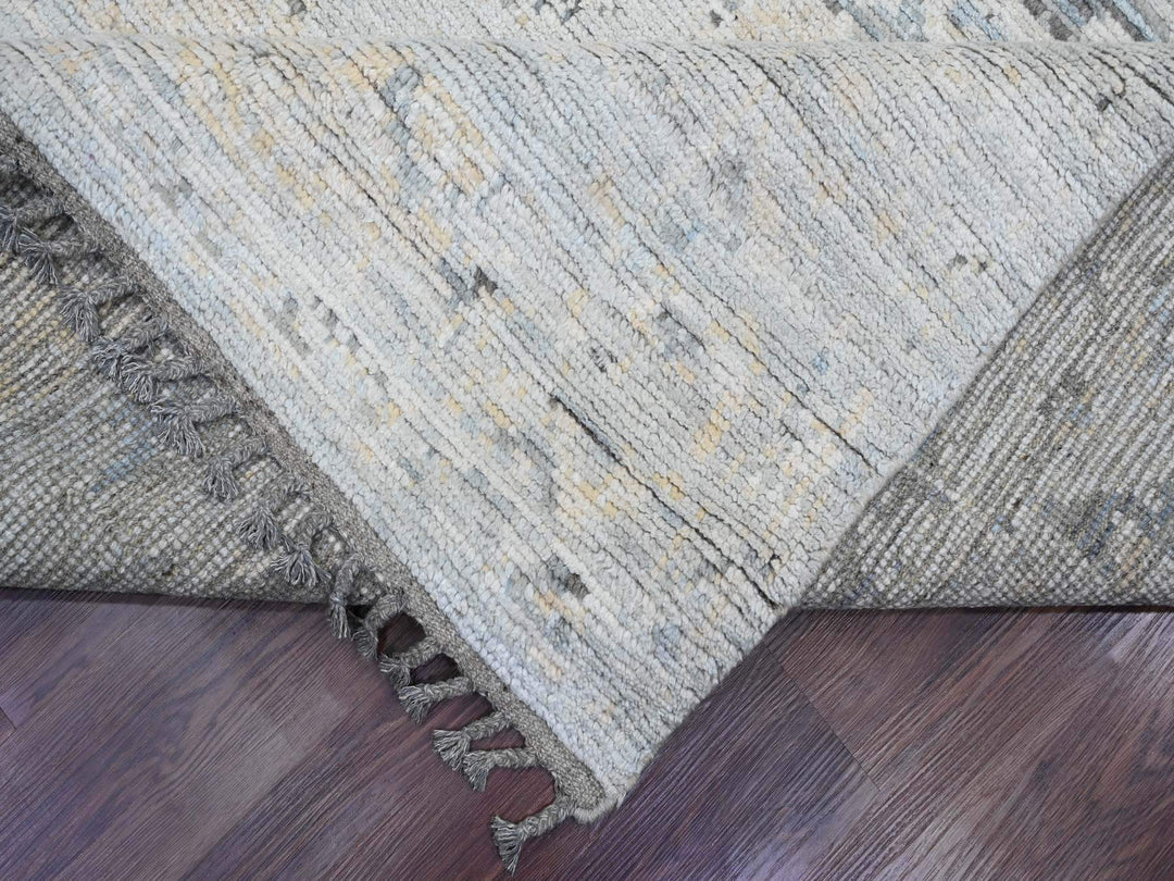 8'11" x 12'1" New Hand Knotted Grey Wool Rectangle Oriental Rug - MOA10220146