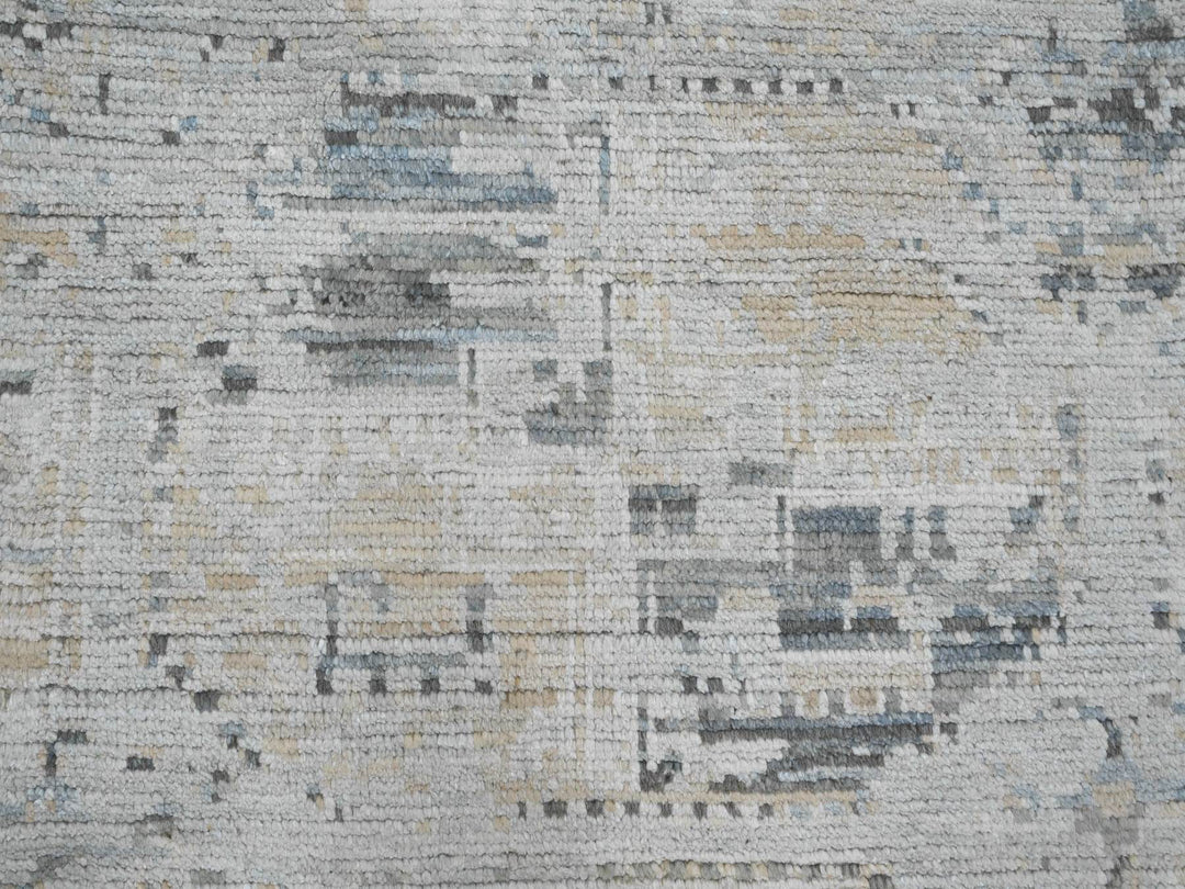 8'11" x 12'1" New Hand Knotted Grey Wool Rectangle Oriental Rug - MOA10220146