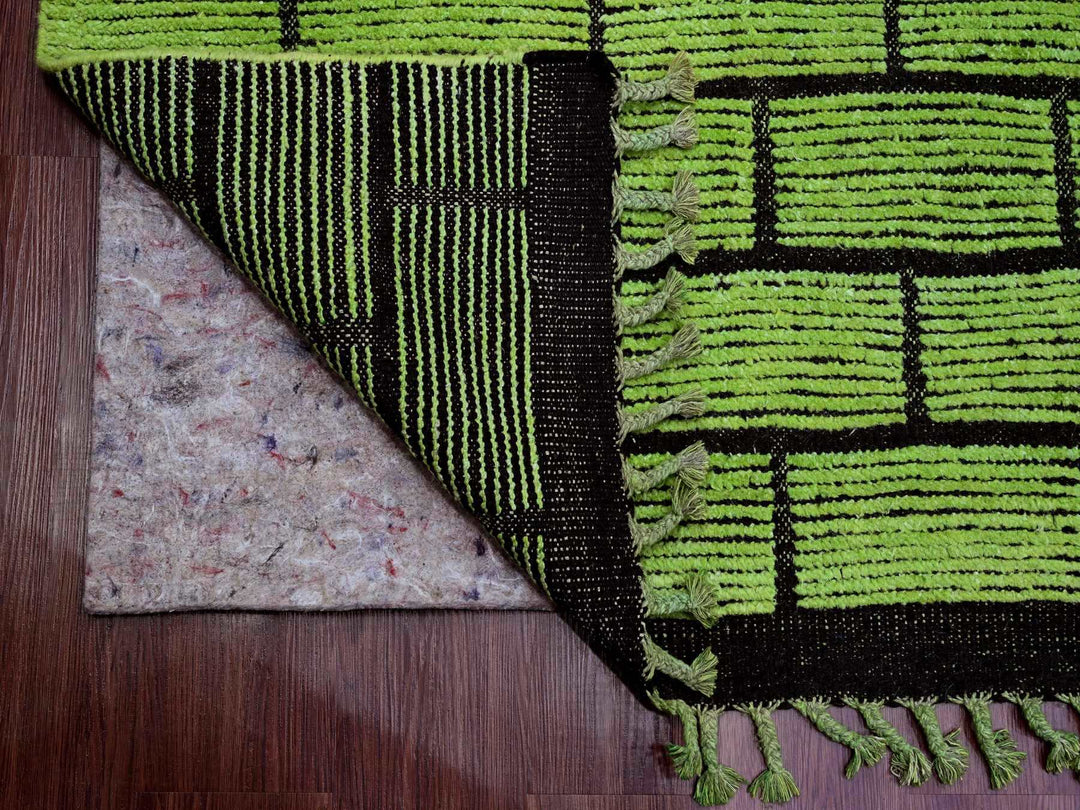 8'2" x 10'6" New Hand Knotted Green Wool Rectangle Oriental Rug - MOA10220147