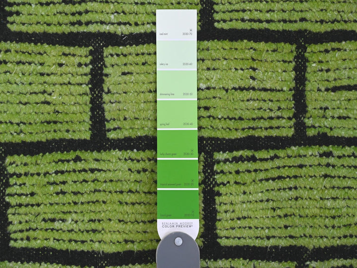 8'2" x 10'6" New Hand Knotted Green Wool Rectangle Oriental Rug - MOA10220147