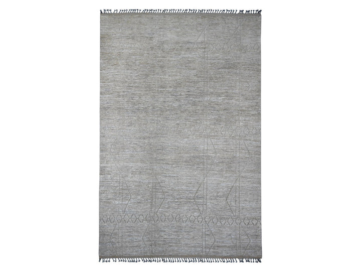 9'8" x 14'7" New Hand Knotted Grey Wool Rectangle Oriental Rug - MOA10220148