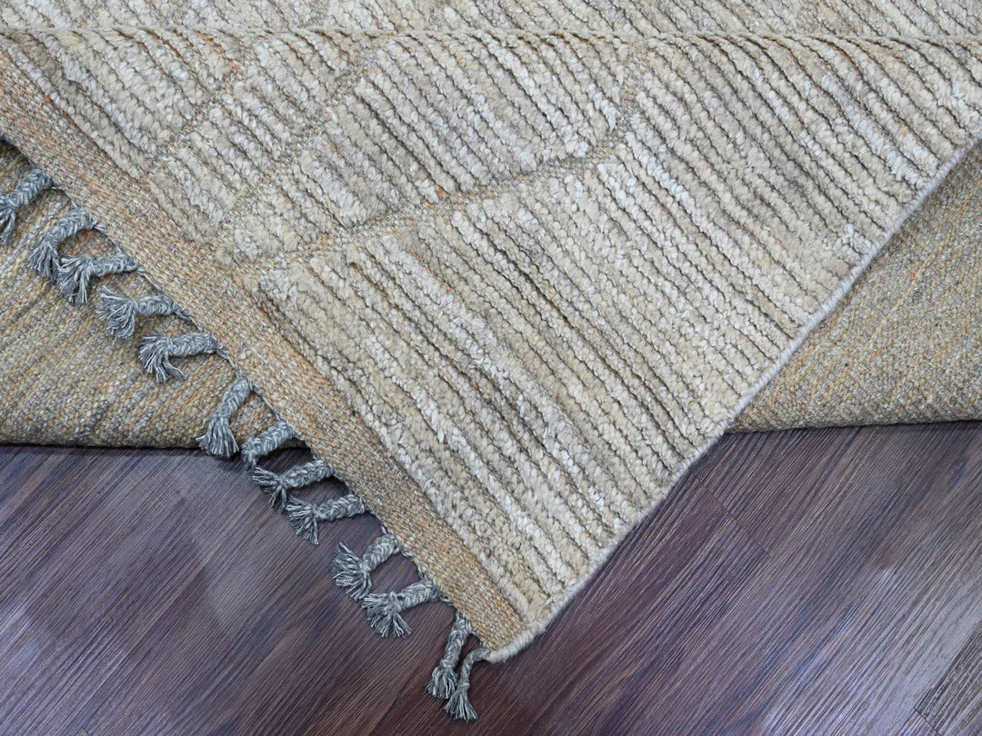 9'8" x 14'7" New Hand Knotted Grey Wool Rectangle Oriental Rug - MOA10220148