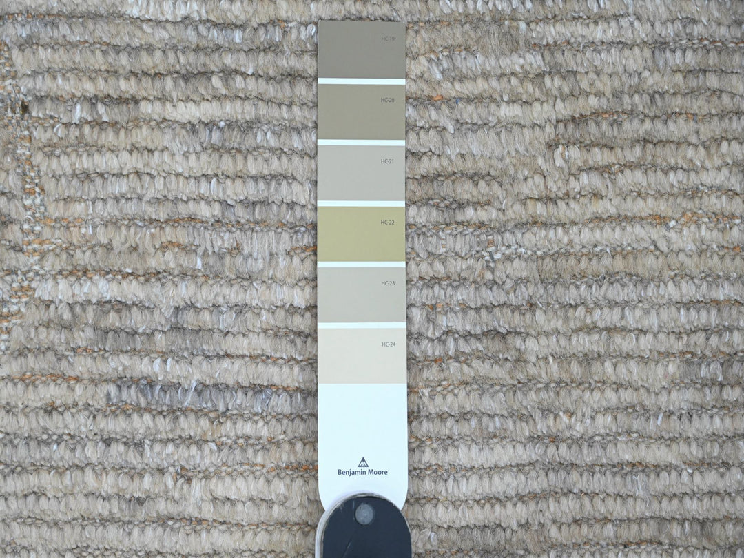 9'8" x 14'7" New Hand Knotted Grey Wool Rectangle Oriental Rug - MOA10220148
