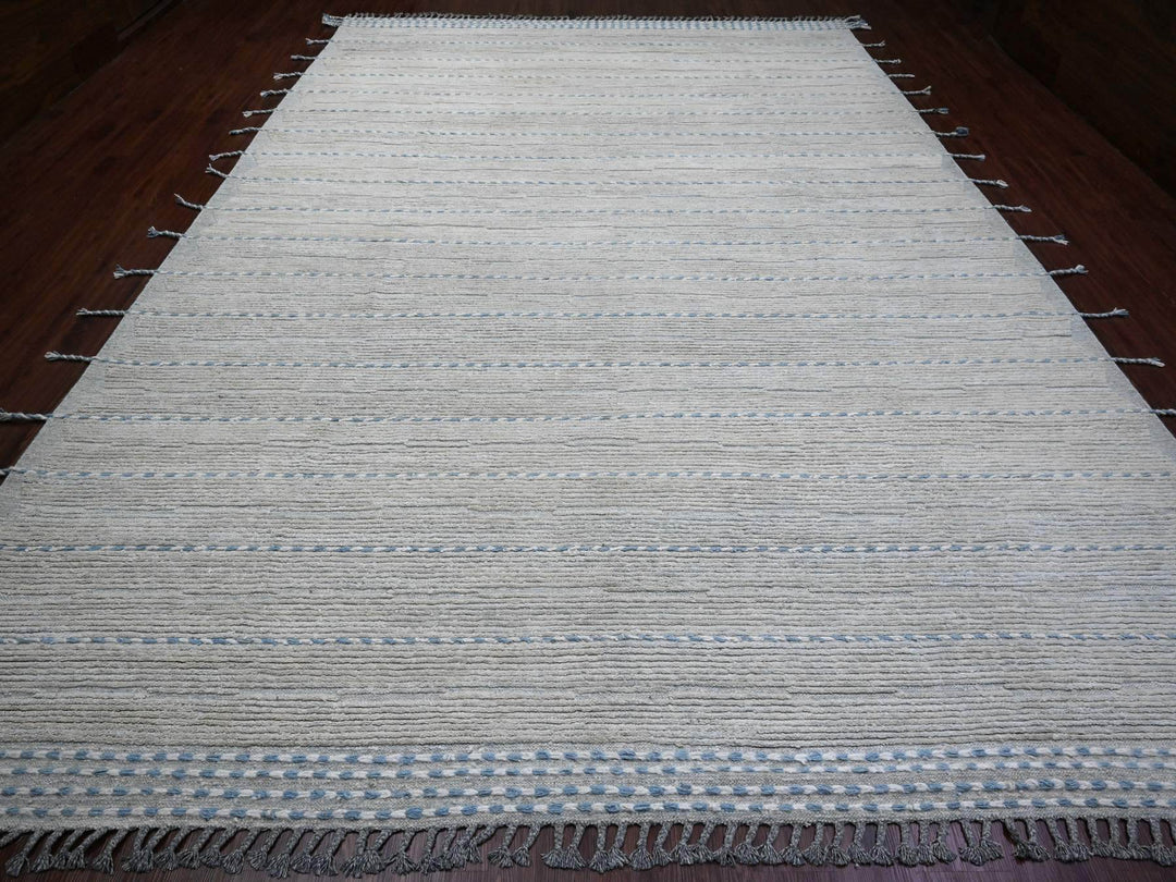 10'2" x 14'7" New Hand Knotted Grey Wool Rectangle Oriental Rug - MOA10220149