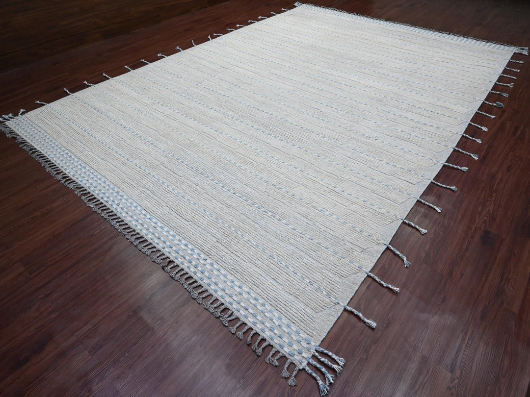 10'2" x 14'7" New Hand Knotted Grey Wool Rectangle Oriental Rug - MOA10220149