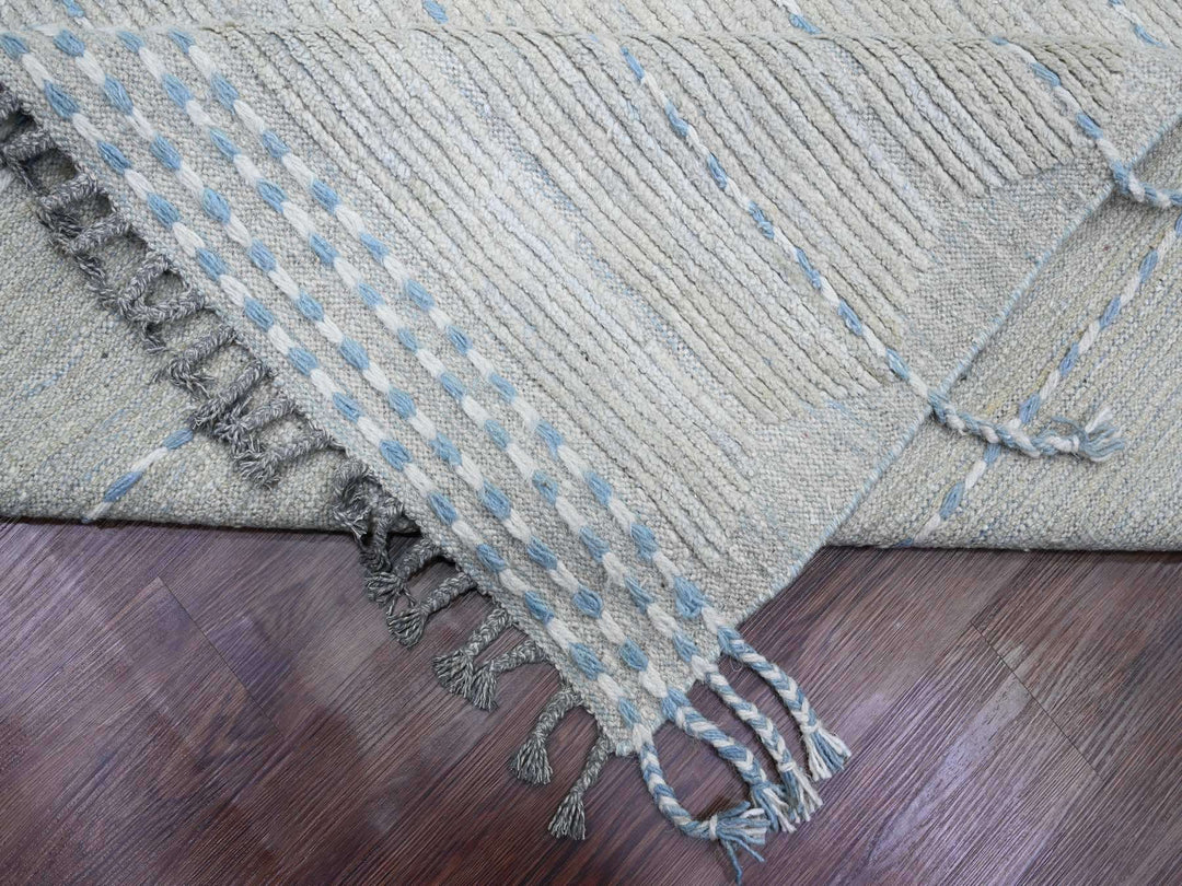 10'2" x 14'7" New Hand Knotted Grey Wool Rectangle Oriental Rug - MOA10220149