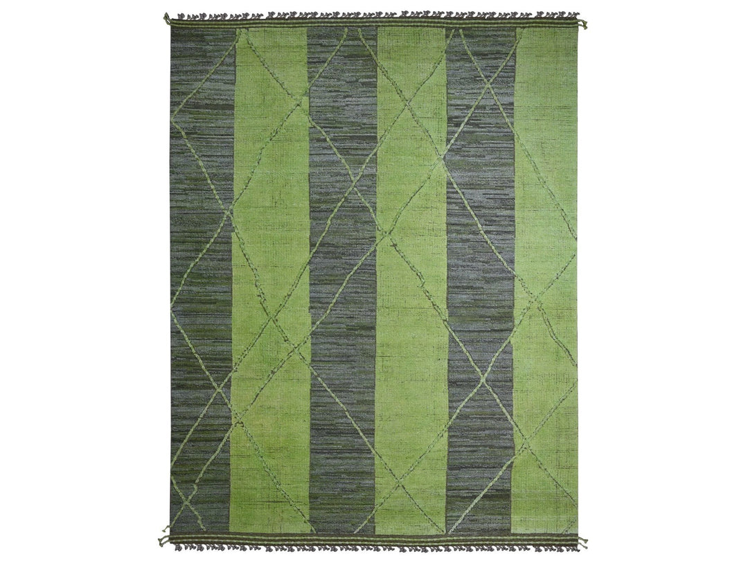 11'7" x 14'8" New Hand Knotted Green Wool Rectangle Oriental Rug - MOA10220150