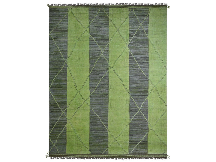11'7" x 14'8" New Hand Knotted Green Wool Rectangle Oriental Rug - MOA10220150