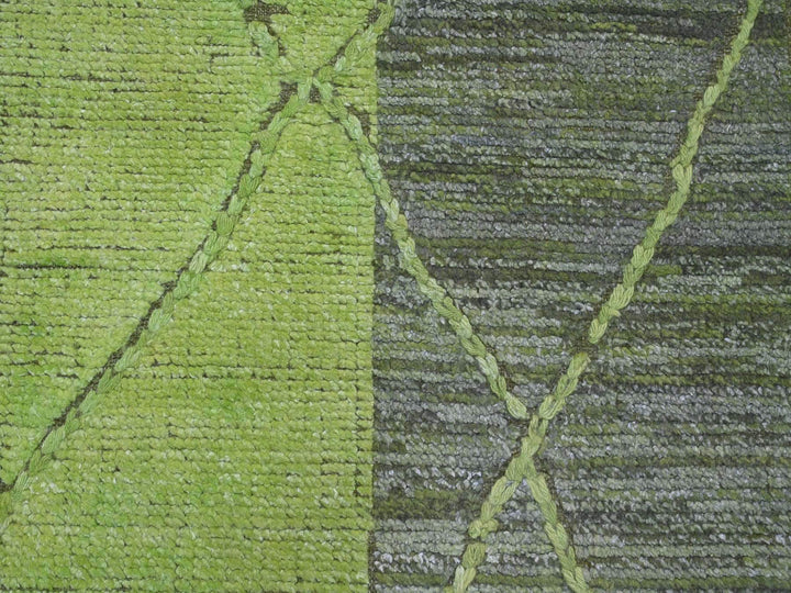 11'7" x 14'8" New Hand Knotted Green Wool Rectangle Oriental Rug - MOA10220150