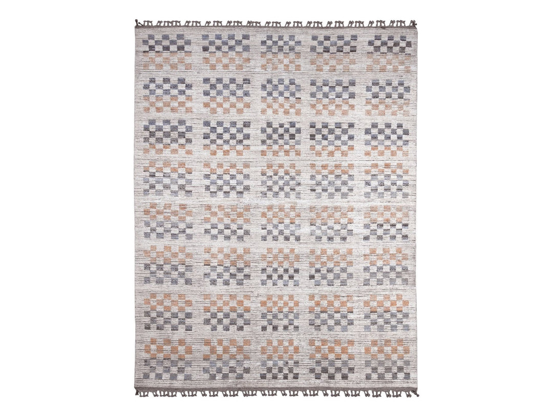 8'1" x 10'5" New Hand Knotted Ivory Wool Rectangle Oriental Rug - MOA10220151