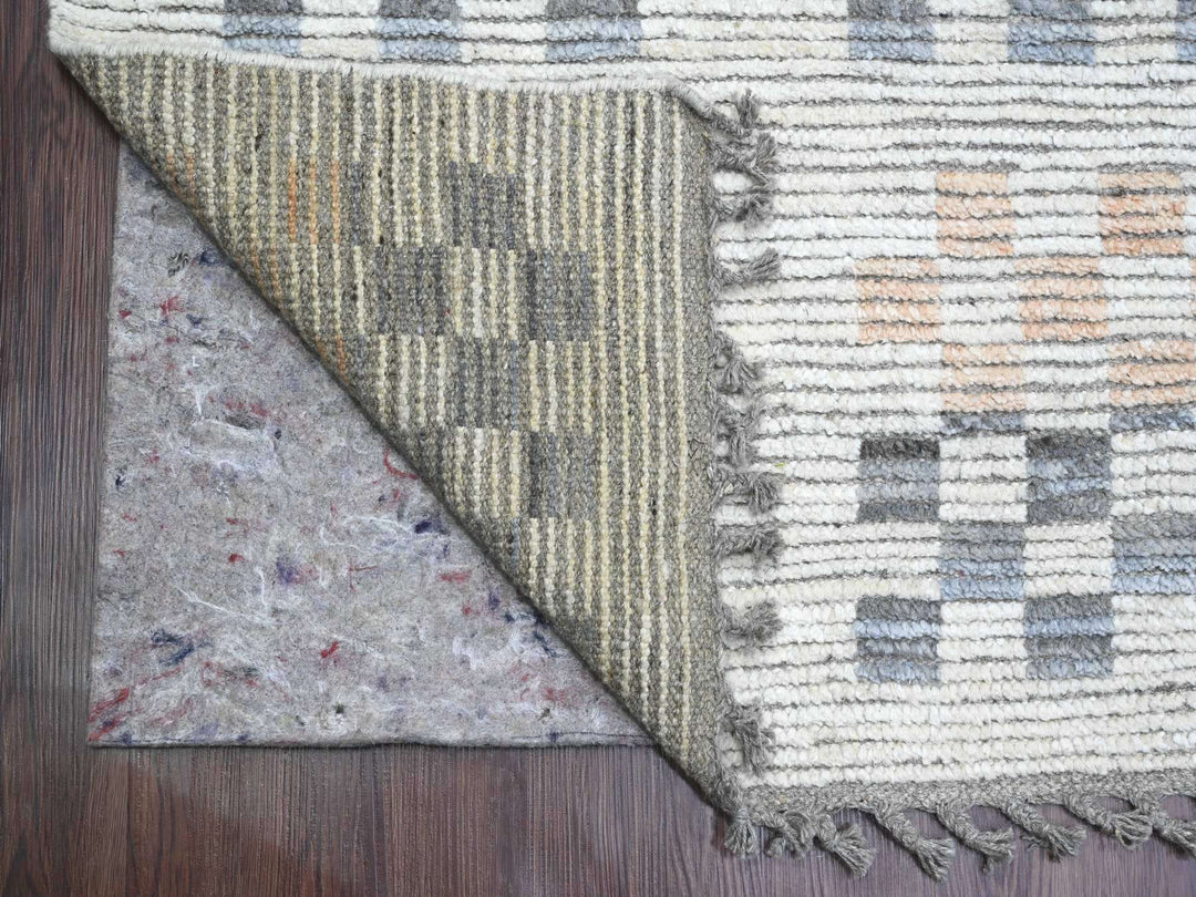8'1" x 10'5" New Hand Knotted Ivory Wool Rectangle Oriental Rug - MOA10220151