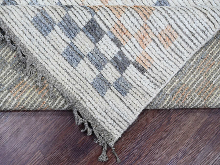 8'1" x 10'5" New Hand Knotted Ivory Wool Rectangle Oriental Rug - MOA10220151