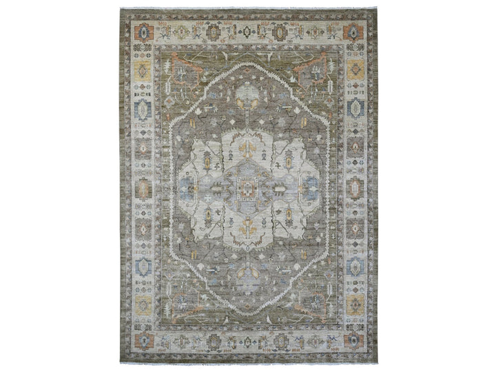9'11" x 13'8" New Hand Knotted Brown Wool Rectangle Oriental Rug - MOA10220154