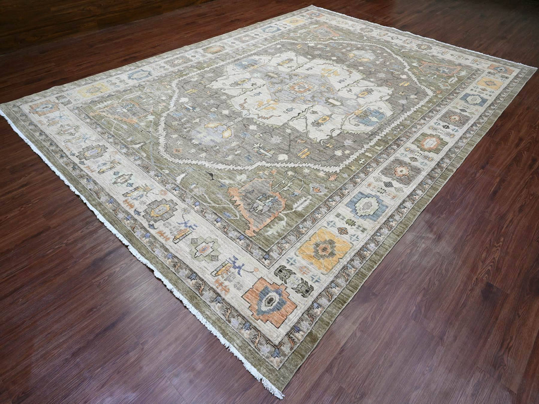 9'11" x 13'8" New Hand Knotted Brown Wool Rectangle Oriental Rug - MOA10220154