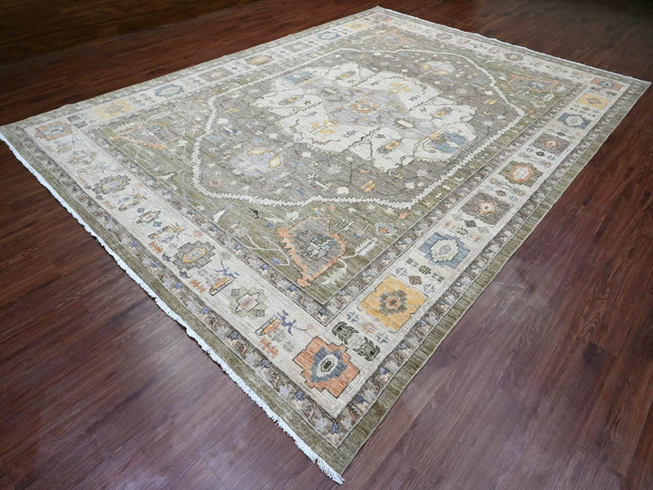 9'11" x 13'8" New Hand Knotted Brown Wool Rectangle Oriental Rug - MOA10220154