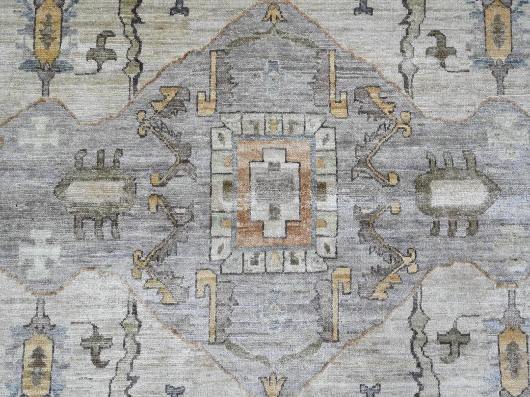 9'11" x 13'8" New Hand Knotted Brown Wool Rectangle Oriental Rug - MOA10220154