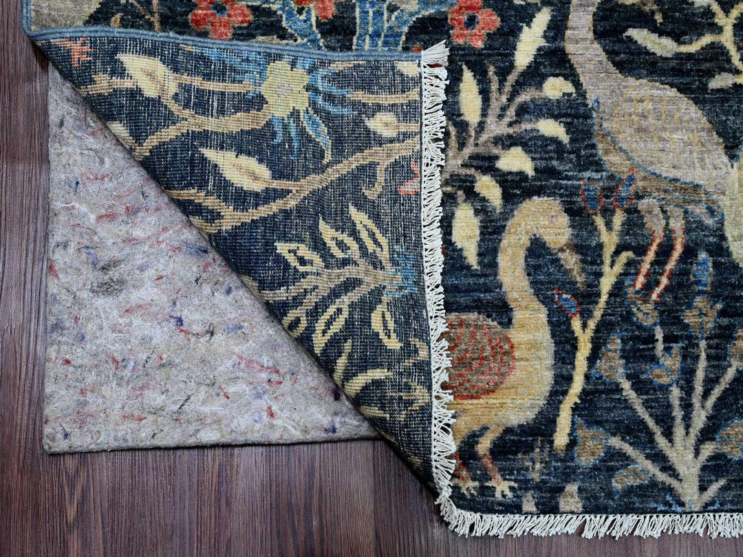 8'0" x 9'11" New Hand Knotted Blue Wool Rectangle Oriental Rug - MOA10220158