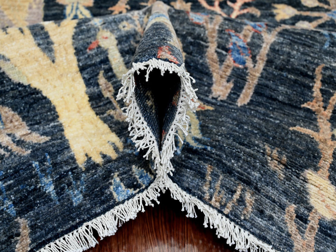 8'0" x 9'11" New Hand Knotted Blue Wool Rectangle Oriental Rug - MOA10220158