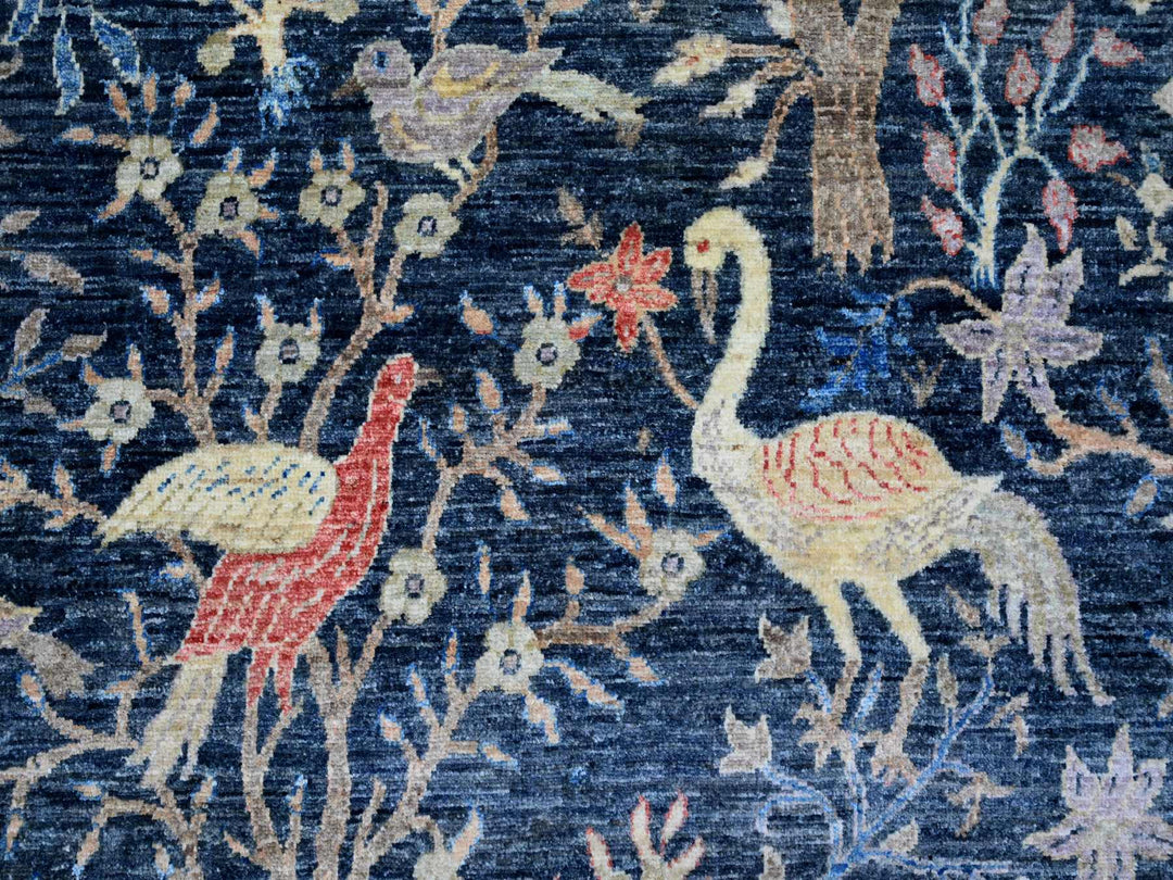 8'0" x 9'11" New Hand Knotted Blue Wool Rectangle Oriental Rug - MOA10220158